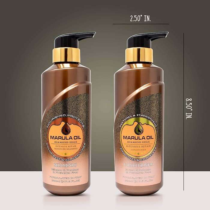Marula Oil Shampoo and Conditioner Sets,Color Safe Ultra Moisture Sulfate Free Shampoo Conditioner Pack for All Hair Types, Moisturizing,Smoothing, Locks Moisture, Natural Repair, Pump Bottle - Image 6