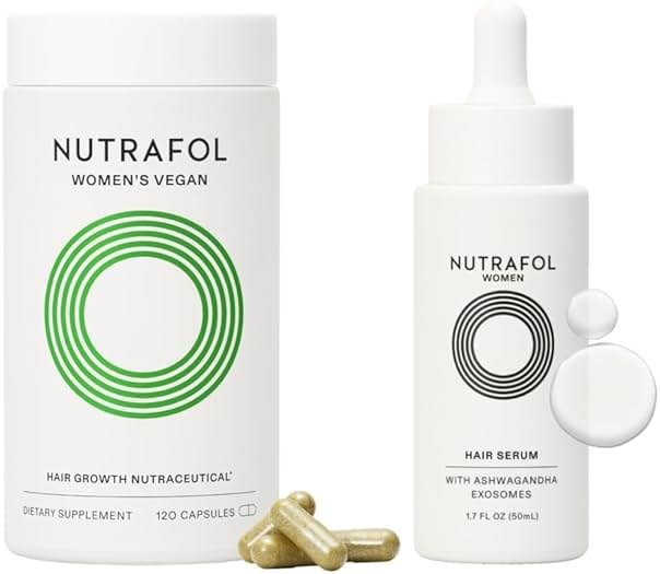 Nutrafol Women's Hair Growth Supplements and Hair Serum, Women 18-44 Years Old, Clinically Tested for Visibly Thicker, Stronger Hair, 100% Vegan Ingredients, Dermatologist Recommended - 1 Month Supply - Product Image