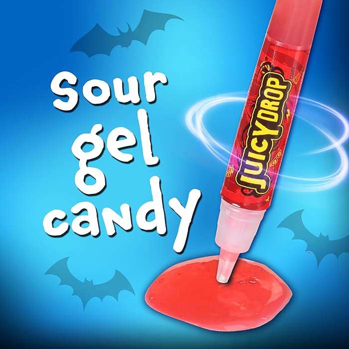 Juicy Drop Sour Candy Gel Pen, 12 Ct Sour Candy Gel Pens in Assorted Fruity Flavors, Full Size, Fun Variety Pack For Party Favors, Birthday Parties, Goodie Bags, Gifts for Kids - Image 3