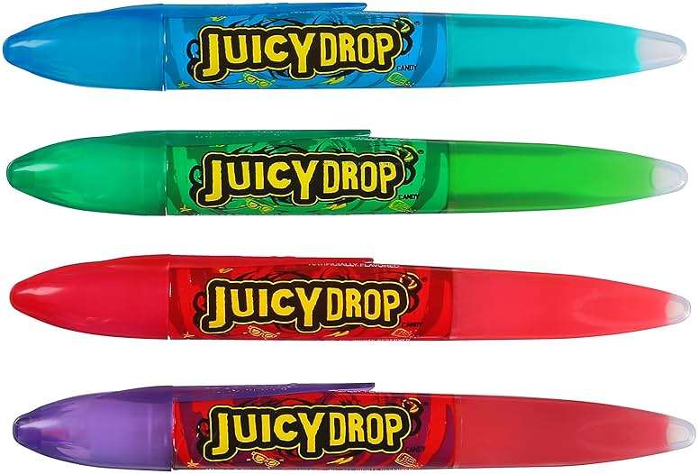 Juicy Drop Sour Candy Gel Pen, 12 Ct Sour Candy Gel Pens in Assorted Fruity Flavors, Full Size, Fun Variety Pack For Party Favors, Birthday Parties, Goodie Bags, Gifts for Kids - Image 5