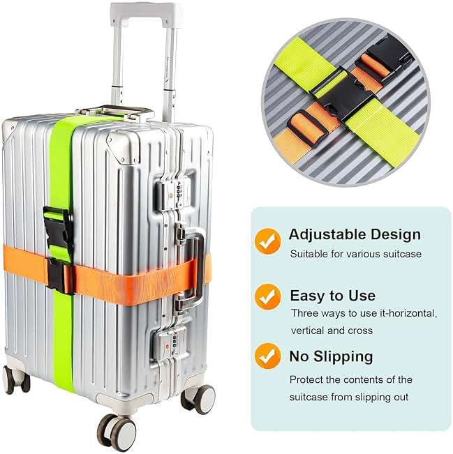 Collwait Luggage Straps for Suitcases TSA Approved, Travel Belt Suitcase Belt, Suitcase Straps TSA Approved, Luggage Belt Strap TSA Approved, Travel Straps for Luggage, Luggage Band Bag Straps 4 Pack - Image 2