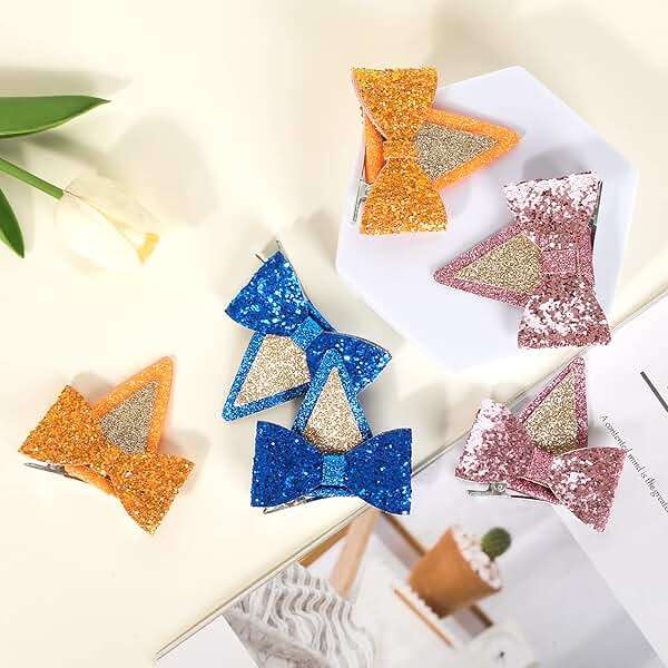 IKUHRMO Blue Ears Hair Clips, 1 Pair Glitter Hair Barrettes for Birthday Decorations Halloween Costume Cosplay Accessories Party Supplies (Blue) - Image 5