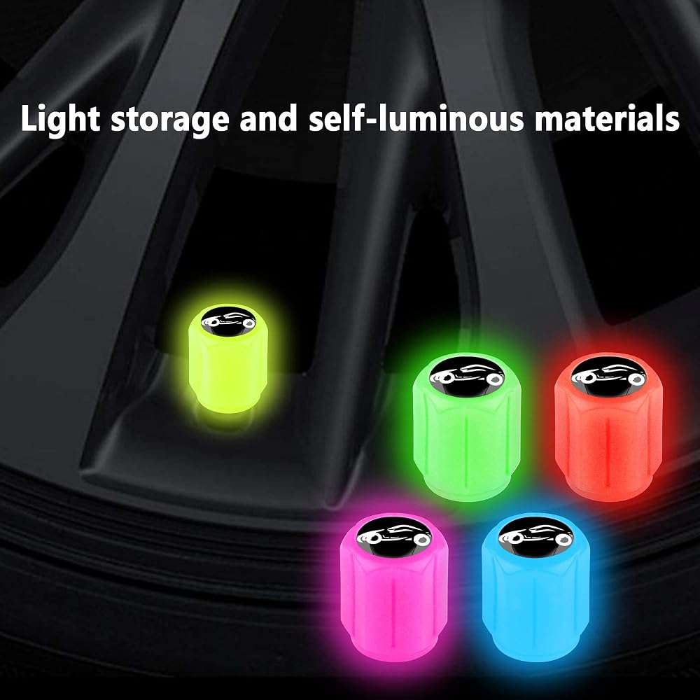 20PCS Fluorescent Tire Valve Stem Caps,Luminous Auto Wheel Air Valve Cap,Universal Decoration Accessories for Car/SUV/Bicycle/Trucks/Motorcycles,Cool Car Gifts (20Pcs-5 Colors/Car) - Image 4