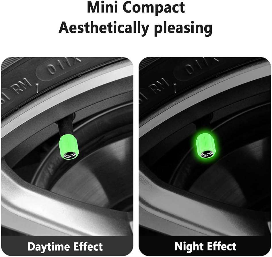 20PCS Fluorescent Tire Valve Stem Caps,Luminous Auto Wheel Air Valve Cap,Universal Decoration Accessories for Car/SUV/Bicycle/Trucks/Motorcycles,Cool Car Gifts (20Pcs-5 Colors/Car) - Image 6