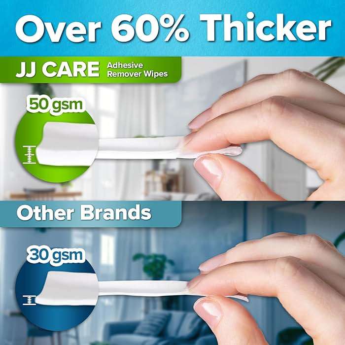 JJ CARE Adhesive Remover Wipes (Pack of 100) 2.2” x 2.56 Inches, Adhesive Remover for Skin, No Sting Medical Adhesive Remover, Ostomy Adhesive Remover for Sensitive Skin - Individually Packed - Image 3