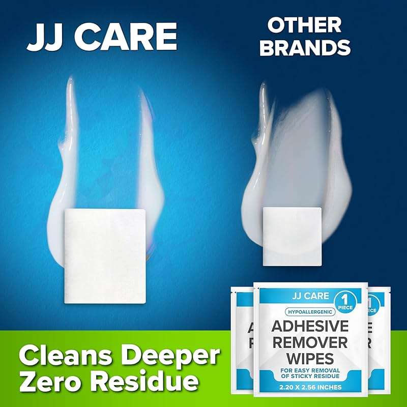 JJ CARE Adhesive Remover Wipes (Pack of 100) 2.2” x 2.56 Inches, Adhesive Remover for Skin, No Sting Medical Adhesive Remover, Ostomy Adhesive Remover for Sensitive Skin - Individually Packed - Image 4