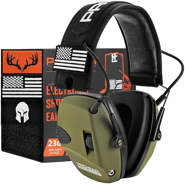 PROHEAR Electronic Ear Protection for Shooting with 4X Sound Amplification, Gun Range Hearing Protection Muffs, NRR 23dB Noise Reduction Headphones for Hunting, Green - Product Image