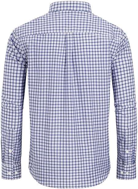 Alimens & Gentle Men's Plaid Button Down Shirts Cotton Long Sleeve Dress Shirts Regular Fit Gingham Shirts - Image 2