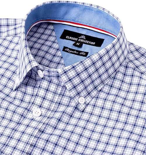Alimens & Gentle Men's Plaid Button Down Shirts Cotton Long Sleeve Dress Shirts Regular Fit Gingham Shirts - Image 3