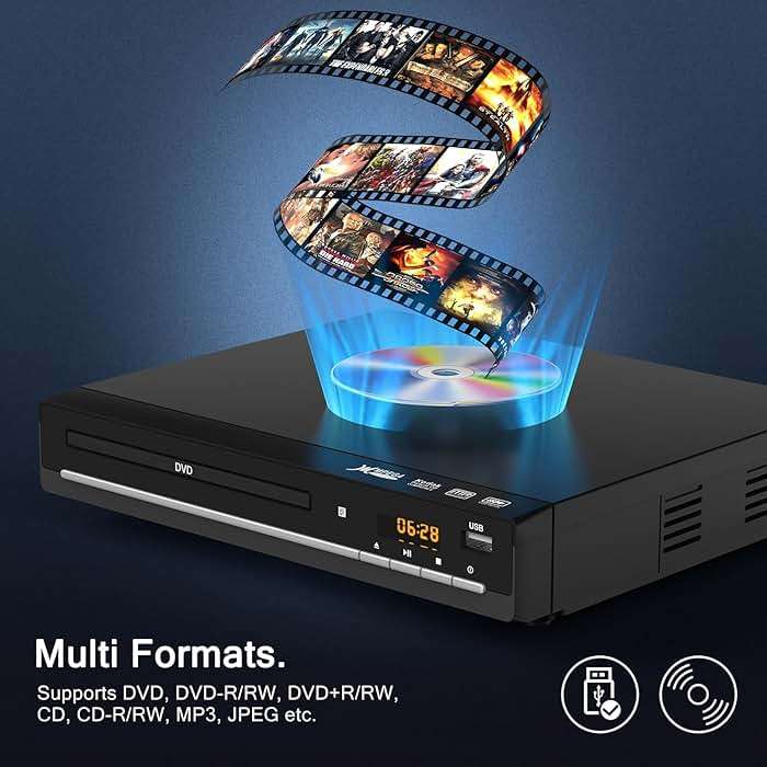 DVD Players for TV with HDMI,Plays All Regions and Formats,CD Player for Home,Support 1080P Video/CD/DVD/VCD/JPEG/USB, Remote, HDMI and RCA Cables Included - Image 2