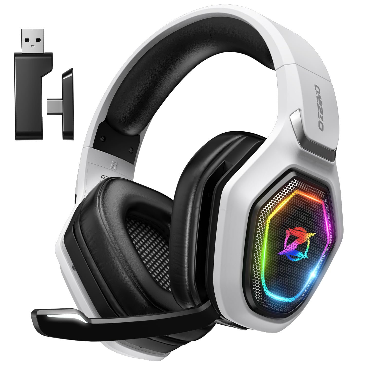 Ozeino 2.4GHz Wireless Gaming Headset for PC, Ps5, Ps4 - Lossless Audio USB & Type-C Ultra Stable Gaming Headphones with Flip Microphone, 40-Hr Battery Gamer Headset for Switch, Laptop, Mobile, Mac - Product Image
