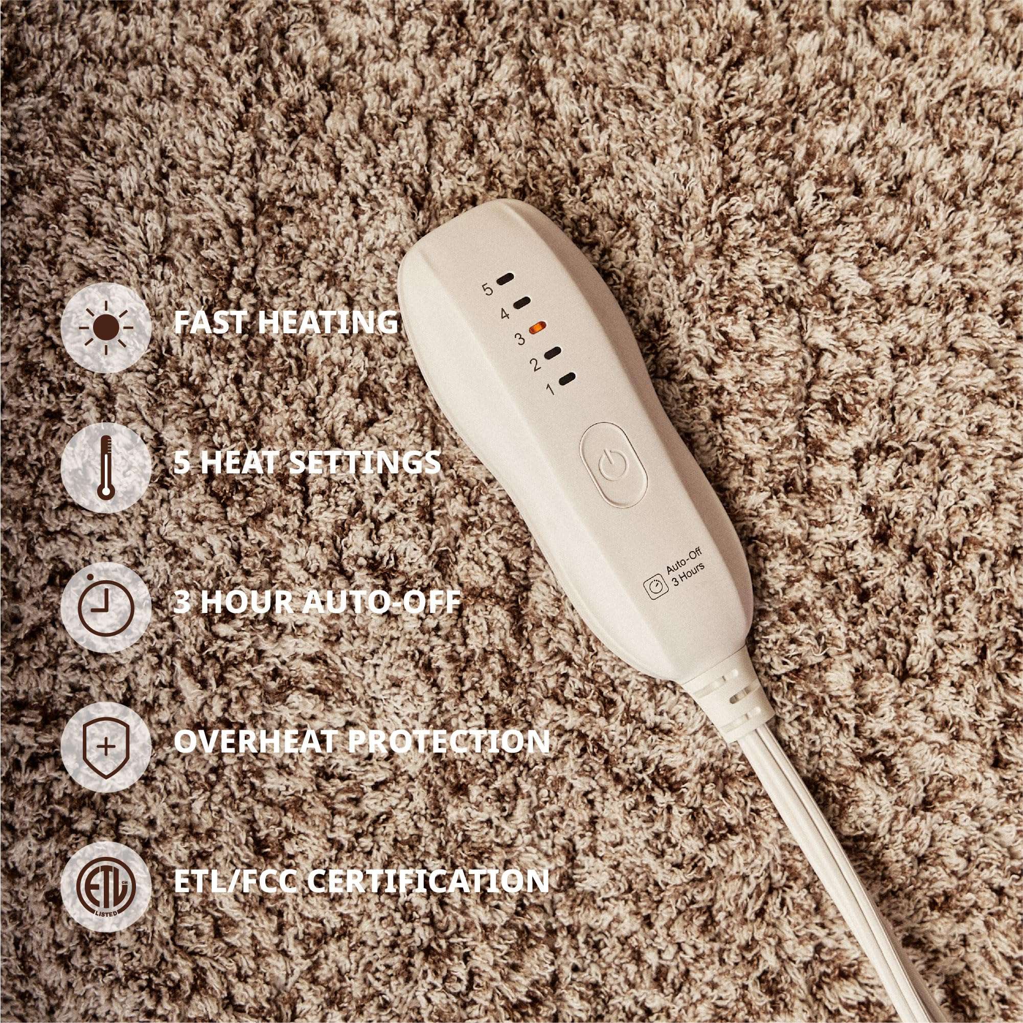 Templewet Heated Blanket Electric Throw 50" x 60" -Heated Throw Blanket with 5 Heating Levels & 3 Hours Auto Off,Machine Washable,ETL & FCC Certification,Over-Heat Protect(Racoon) - Image 3