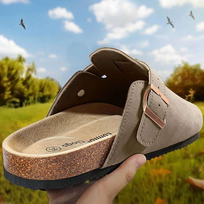 BULLIANT Clogs Slippers Sandals Nurse Work Shoes Men Women,Fleece-Lined Upper+Memory FOAD Cushioned Cork-Footbed - Image 2