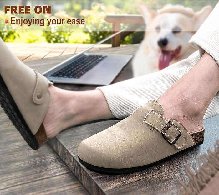 BULLIANT Clogs Slippers Sandals Nurse Work Shoes Men Women,Fleece-Lined Upper+Memory FOAD Cushioned Cork-Footbed - Image 7