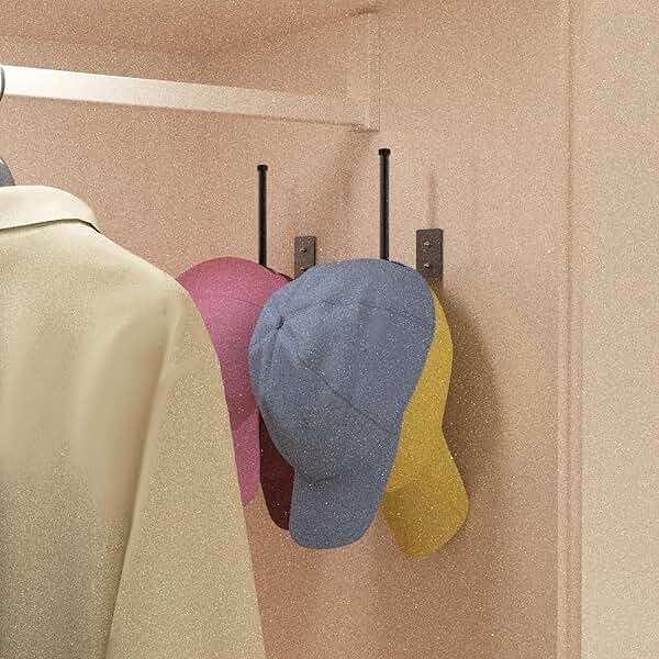 Durmmur 2 Pack Hat Racks for Baseball Caps, Stainless Steel Hat Organizer for Baseball Cap, Hat Holder Storage Organizer, Hat Hanger Strong Adhesive/Wall Drilled for Door, Bedroom, Closet(Black 6 in) - Image 9