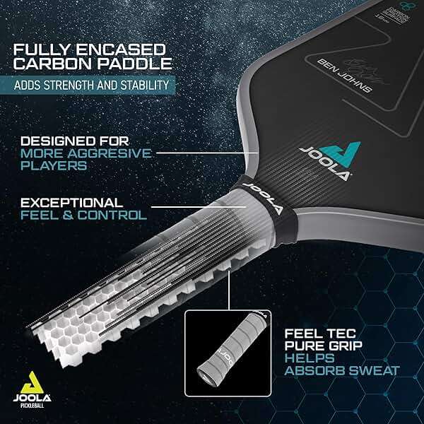 JOOLA Professional Pickleball Paddles – Charged Surface Technology for Power & Feel – Select Perseus or Hyperion Shape – Fully Encased Carbon Fiber – USAP Approved – Well Balanced w/Pop & Control - Image 3