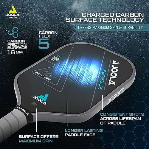 JOOLA Professional Pickleball Paddles – Charged Surface Technology for Power & Feel – Select Perseus or Hyperion Shape – Fully Encased Carbon Fiber – USAP Approved – Well Balanced w/Pop & Control - Image 5