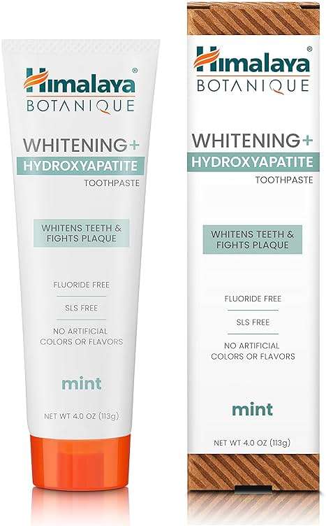 Himalaya Fluoride Free Botanique Whitening Nano Hydroxyapatite Toothpaste, Support Enamel Strength & Integrity, Great for Sensitive Teeth, SLS Free & Vegan, Mint, 4 oz (Pack of 4) - Image 2
