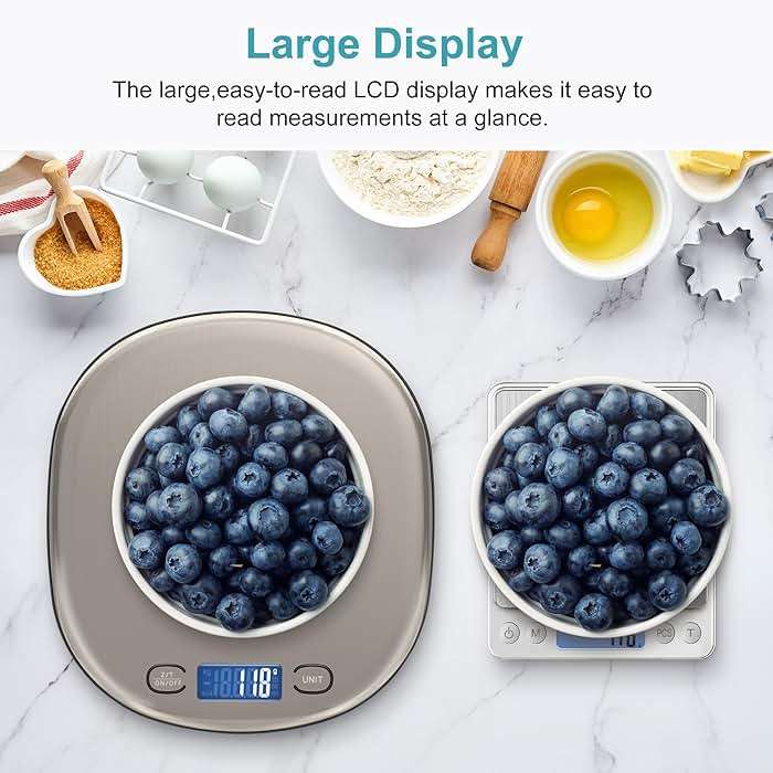 Ultrean High Capacity Food Scale, 33lb Rechargeable Digital Kitchen Scale with LCD Display, Slim & Lightweight Design, 1g Precise Graduation, Weight Grams and Ounces for Cooking, Baking & Meal Prep - Image 3