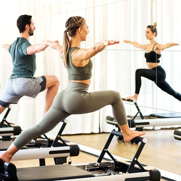 Queekay 5 Pcs Home Gym Mirrors 12" x 24" Acrylic Wall Mirror Tiles 2mm Thick Self Adhesive Mirror Sheets Frameless Wall Mounted Mirror Stickers Decor for Workout Bedroom Ceiling - Image 2
