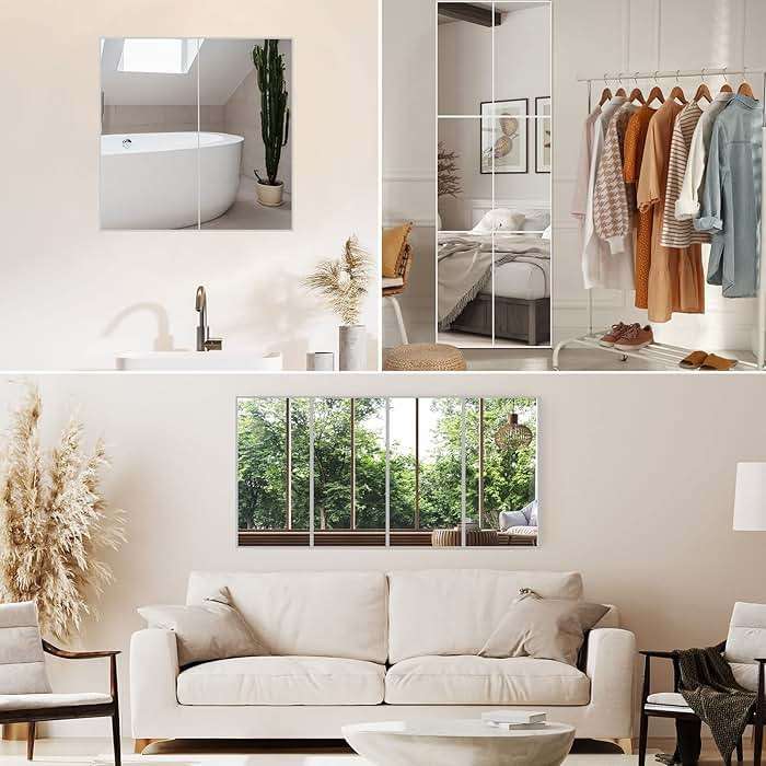 Queekay 5 Pcs Home Gym Mirrors 12" x 24" Acrylic Wall Mirror Tiles 2mm Thick Self Adhesive Mirror Sheets Frameless Wall Mounted Mirror Stickers Decor for Workout Bedroom Ceiling - Image 6