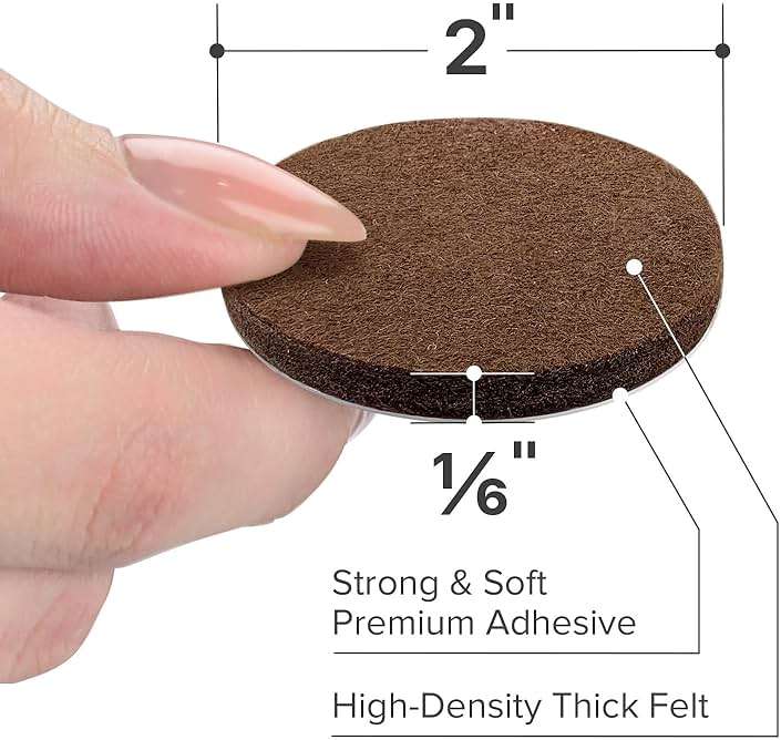 X-Protector Felt Furniture Pads - 24 Pcs 2" Round - Chair & Floor Protectors - For Hardwood Floors - Protect Your Floors! (Brown) - Image 2