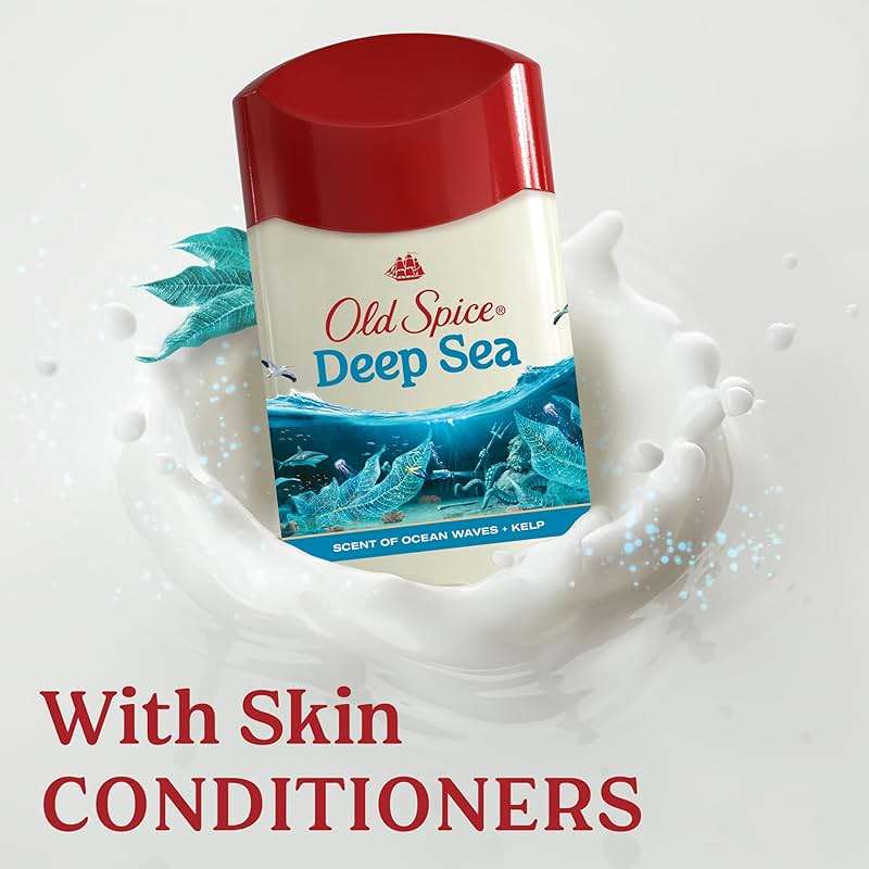 Old Spice Dry Feel Antiperspirant Deodorant for Men, 24/7 Freshness, 24/7 Sweat & Odor Protection, Gentle on Skin with Skin Conditioners, Deep Sea with Ocean Waves + Kelp Scent, 2.6 oz (Pack of 2) - Image 6