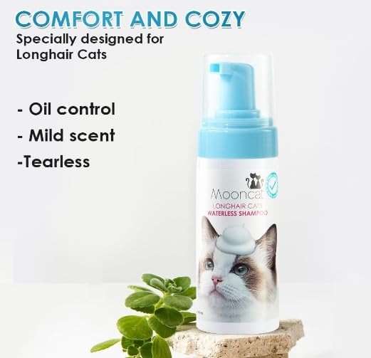 Mooncat Waterless Cat Shampoo and Brush Kit - No Rinse Foam Bath for Long Hair Cats - Grooming for Sensitive Skin, Detangling, Paraben-Free, pH Balanced - Licking Safe (5 oz) - Image 6
