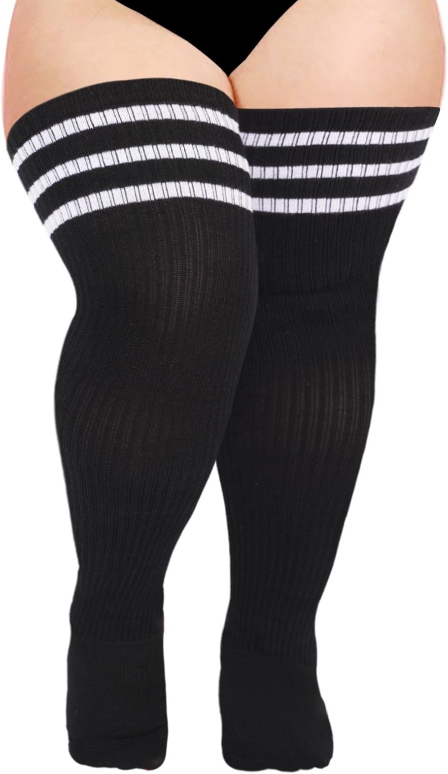 Moon Wood Plus Size Thigh High Socks for Thick Thighs- Womens Knit Cotton Extra Long Over the Knee High Socks Leg Warmer - Product Image