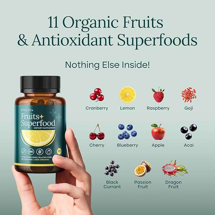100% Organic Fruits and Veggies Supplement (USDA Organic - Made in USA) 180 Potent Fruits and Vegetable Capsules for Energy Boost & Daily Fruit and Vegetable Vitamins - Vegan, Non-GMO, Gluten-Free - Image 4