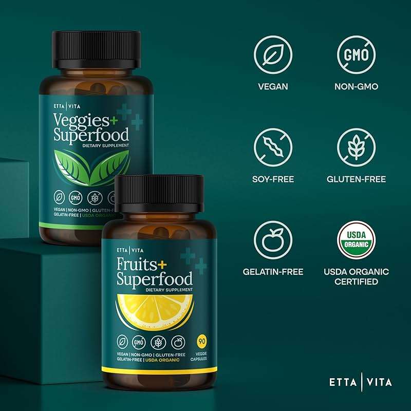 100% Organic Fruits and Veggies Supplement (USDA Organic - Made in USA) 180 Potent Fruits and Vegetable Capsules for Energy Boost & Daily Fruit and Vegetable Vitamins - Vegan, Non-GMO, Gluten-Free - Image 7