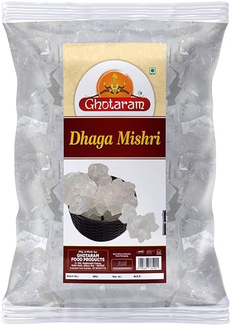 Ghotaram Mishri Dhaga, Sugar Thread (Dhaga Mishri) Candy Thread, Dhaga Mishri, Pure Thread Crystal, Rock Sugar, Organic Dhaga Mishri, Mishri Crystal Natural And Fresh-240g - Product Image