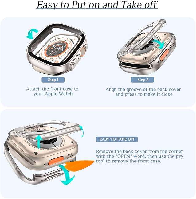 Goton 2 in 1 Waterproof Case for Apple Watch Ultra 3/2/1 Screen Protector 49mm, 360 Protective Glass Face Cover Hard PC Bumper + Back Frame for iWatch Ultra Accessories 49 mm, Clear - Image 7