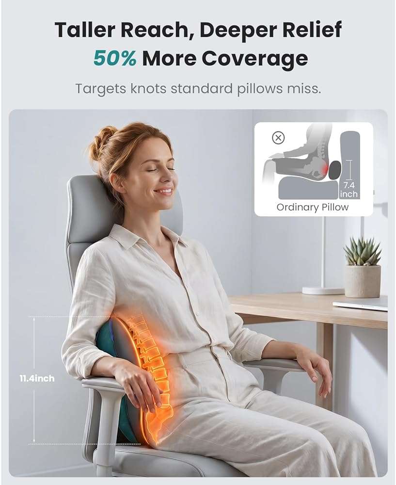 BOB AND BRAD Back Massager with Heat FSA Eligible/HSA Eligible, EZBack Corded Back Massager for Pain Relief Deep Tissue, Shiatsu Back and Neck Massage Pillow, Soothing Full-Body Relief for Women Men - Image 4