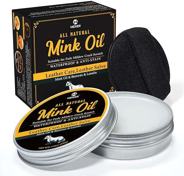 MEKER Mink Oil for Leather Boots, Leather Conditioner and Cleaner 3.52 oz-All-Natural Waterproof Soften and Restore Shoes - Image 1