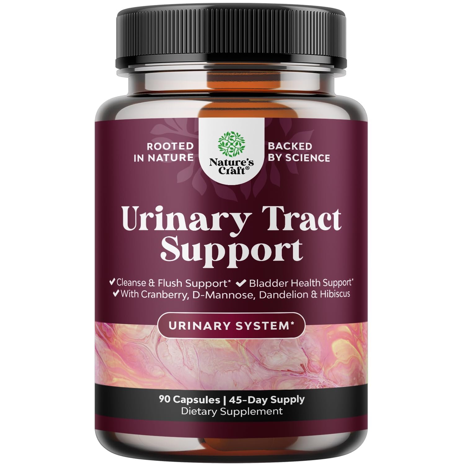 D Mannose Capsules for Urinary Tract Health - High Potency D-Mannose with Cranberry Juice Powder & Dandelion for Urinary Tract Health for Women Fast Acting Super Concentrated Cranberry - 90 Count - Product Image
