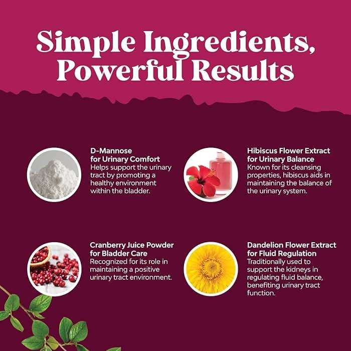 D Mannose Capsules for Urinary Tract Health - High Potency D-Mannose with Cranberry Juice Powder & Dandelion for Urinary Tract Health for Women Fast Acting Super Concentrated Cranberry - 90 Count - Image 4
