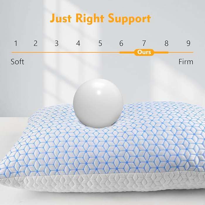 Love Attitude Shredded Memory Foam Pillows King Size Set of 2, Cooling Pillow Firm and Soft Adjustable for Side Back Stomach Sleepers - Image 5