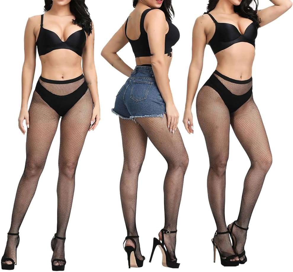 Keldorng Womens High Waist Fishnet Stockings,Stretchy Fishnet Stockings Thigh Tights Pantyhose Stockings - Image 2