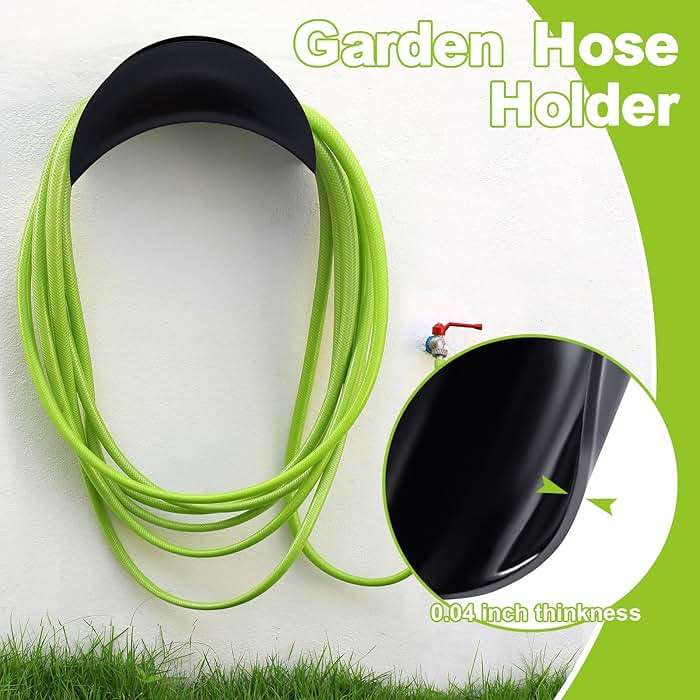 Thyle 6 Pcs Garden Hose Holder Heavy Duty Water Hose Holder Wall Mount Metal Rustproof Black Rack Storage Organizer Brackets for Outside Garden Yard Lawn - Image 4