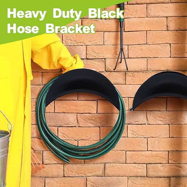Thyle 6 Pcs Garden Hose Holder Heavy Duty Water Hose Holder Wall Mount Metal Rustproof Black Rack Storage Organizer Brackets for Outside Garden Yard Lawn - Image 5