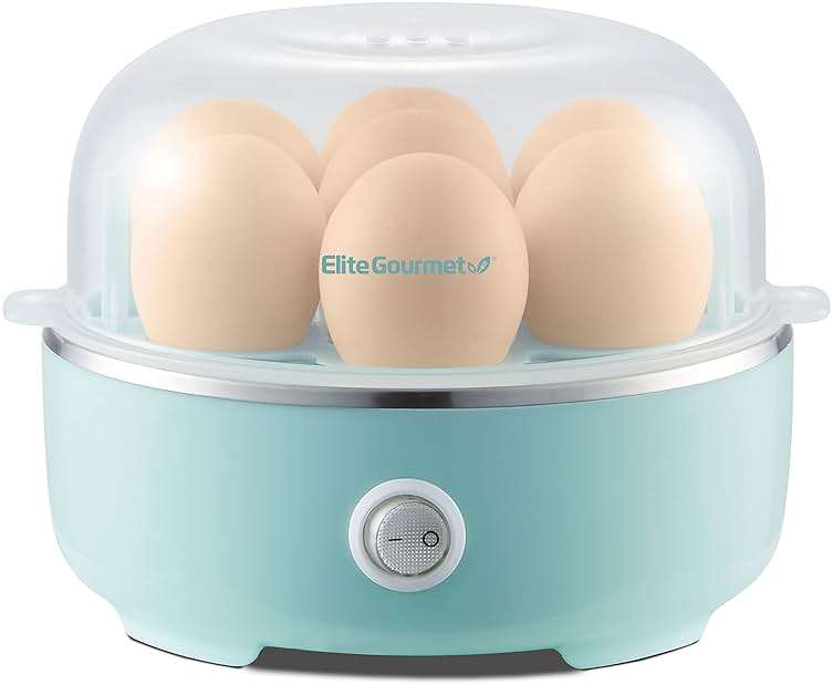Elite Gourmet EGC115M Easy Egg Cooker Electric 7-Egg Capacity, Soft, Medium, Hard-Boiled Egg Cooker with Auto Shut-Off, Measuring Cup Included, BPA Free, Retro Mint - Image 1