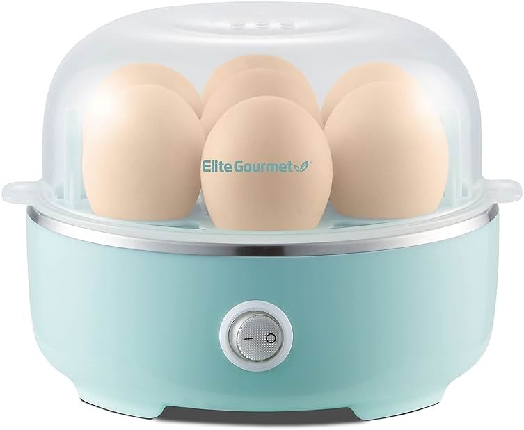 Elite Gourmet EGC115M Easy Egg Cooker Electric 7-Egg Capacity, Soft, Medium, Hard-Boiled Egg Cooker with Auto Shut-Off, Measuring Cup Included, BPA Free, Retro Mint - Product Image
