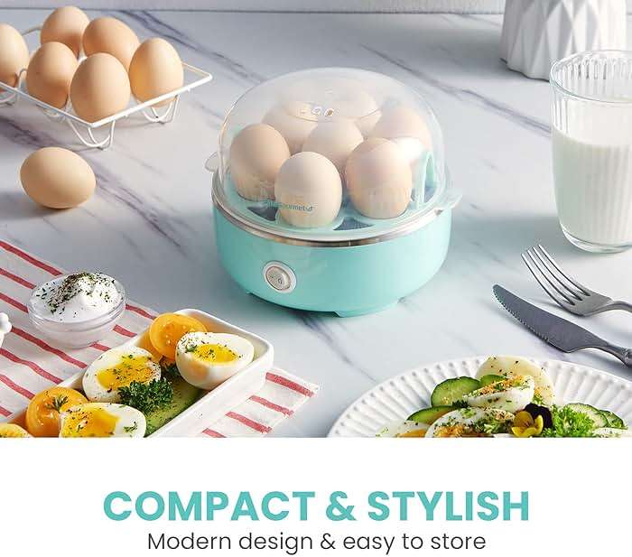 Elite Gourmet EGC115M Easy Egg Cooker Electric 7-Egg Capacity, Soft, Medium, Hard-Boiled Egg Cooker with Auto Shut-Off, Measuring Cup Included, BPA Free, Retro Mint - Image 2