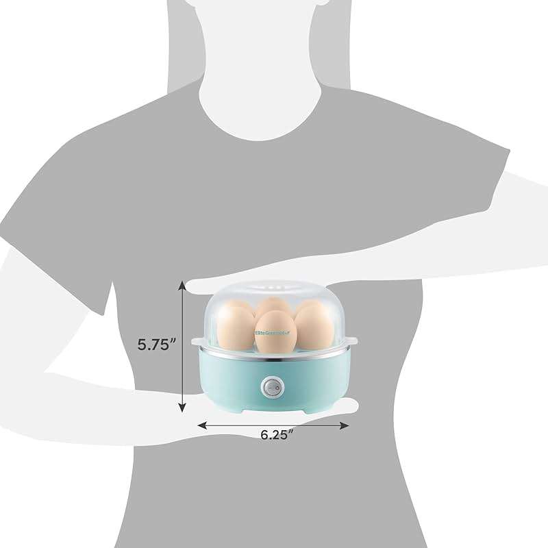 Elite Gourmet EGC115M Easy Egg Cooker Electric 7-Egg Capacity, Soft, Medium, Hard-Boiled Egg Cooker with Auto Shut-Off, Measuring Cup Included, BPA Free, Retro Mint - Image 3