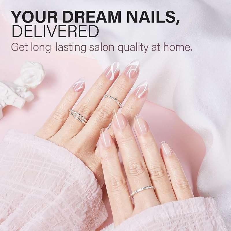 AILLSA Nail Extension Kit Short Almond Nail Tips 240pcs with 2 In 1 Nail Glue Base Coat and Nail Dehydrator, Gel Nail Tips Kit with Nail Lamp Top Coat for Starters Home Salon - Image 2