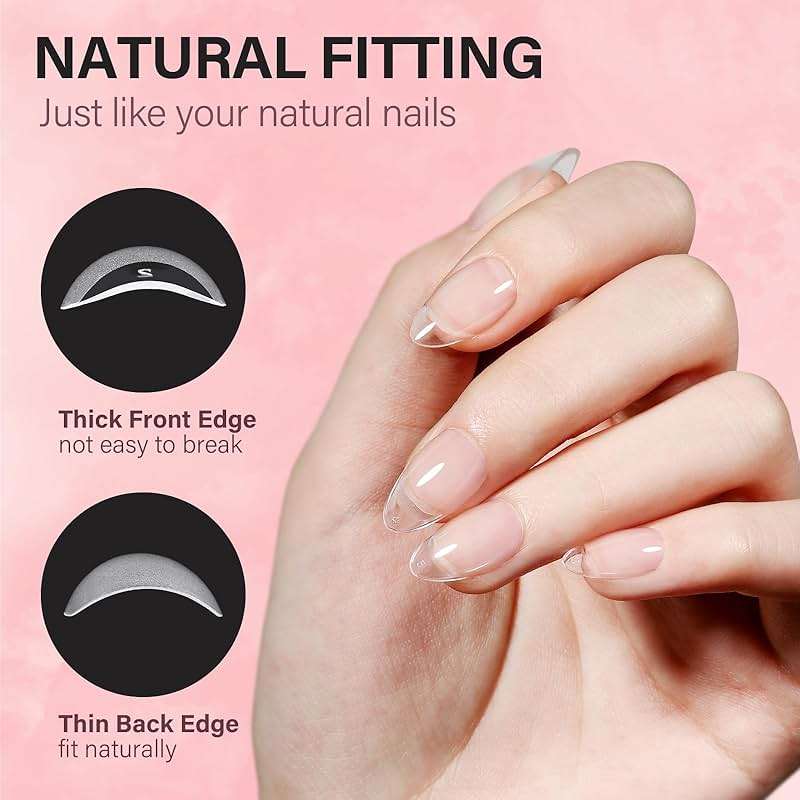 AILLSA Nail Extension Kit Short Almond Nail Tips 240pcs with 2 In 1 Nail Glue Base Coat and Nail Dehydrator, Gel Nail Tips Kit with Nail Lamp Top Coat for Starters Home Salon - Image 4