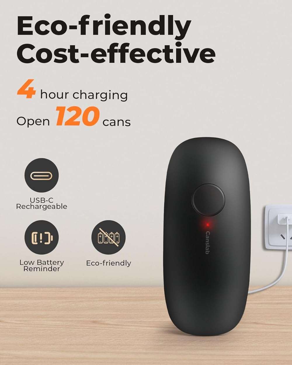 Canslab Ultrablde (Basic Version)_Rechargeable Electric Can Openers for Kitchen for Seniors with Arthritis- USB Battery Can Opener for Any Size Can - Smooth Edge, Handsfree, Wall Mountable Opener - Image 2
