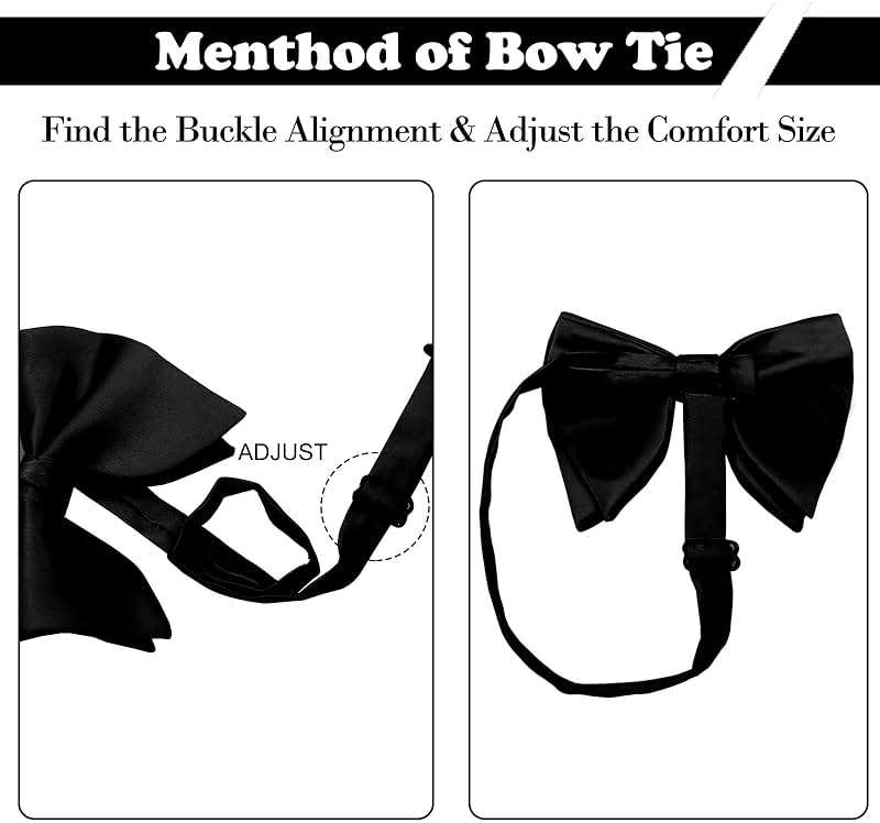 Mantieqingway Bow Ties for Men, Pre Tied Bowtie Adjustable Oversize Mens Bow Tie for Tuxedo, Vest, Wedding, Party, Graduation - Image 4