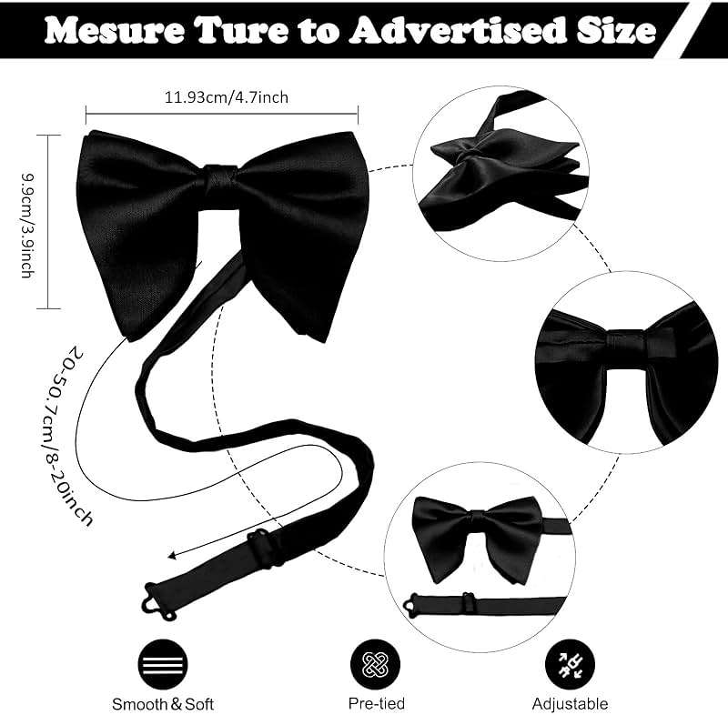 Mantieqingway Bow Ties for Men, Pre Tied Bowtie Adjustable Oversize Mens Bow Tie for Tuxedo, Vest, Wedding, Party, Graduation - Image 7